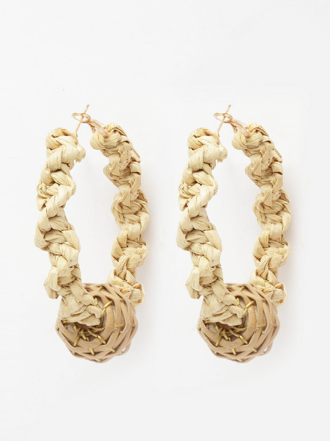 Gold-Plated Brown & Yellow Ethnic Brass Artificial Beads Contemporary Drop Earrings