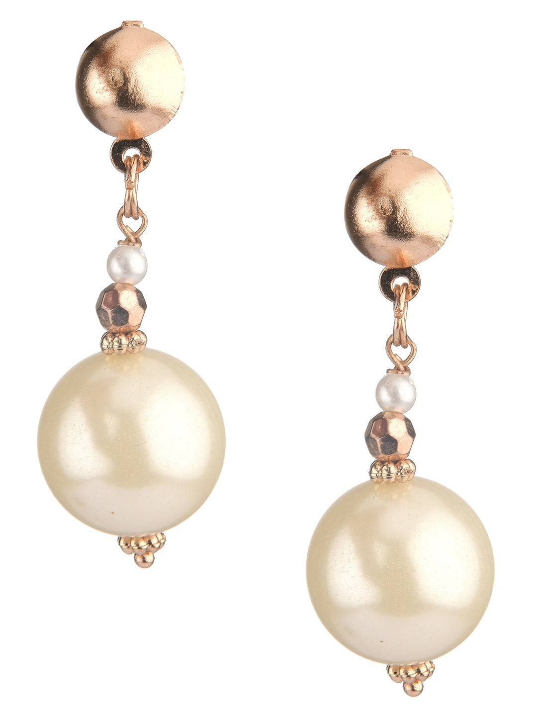 Rose Gold-Plated Pearl Contemporary Drop Earrings