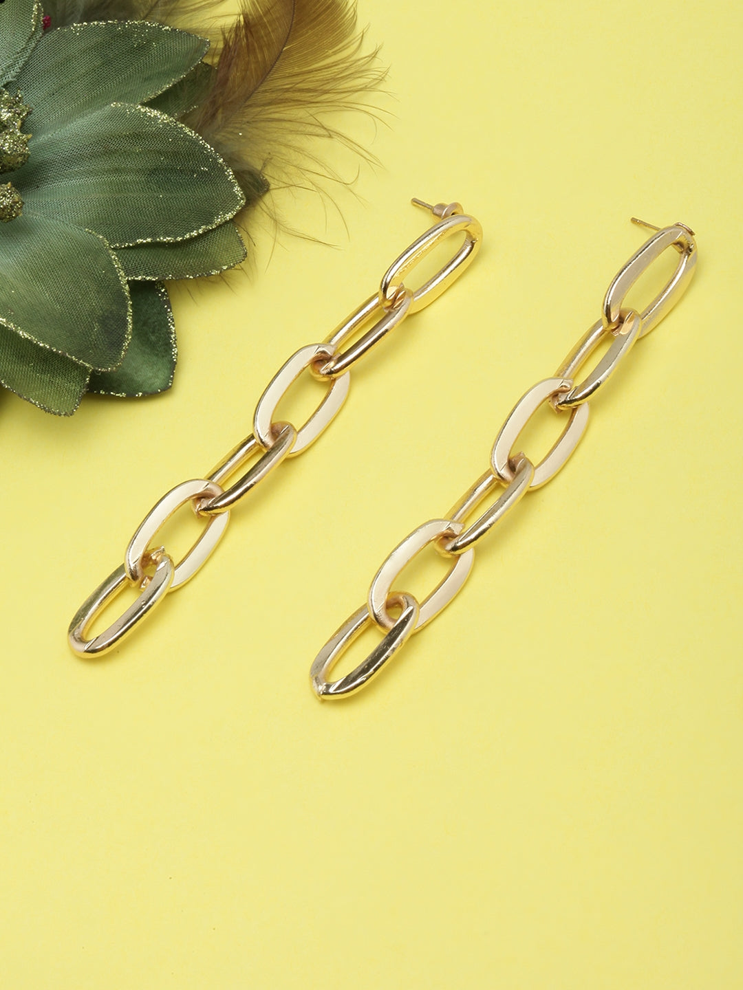 Gold-Plated Link Drop Earrings