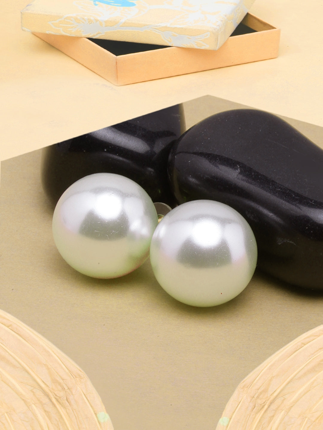 Gold-Plated White Pearl Earrings