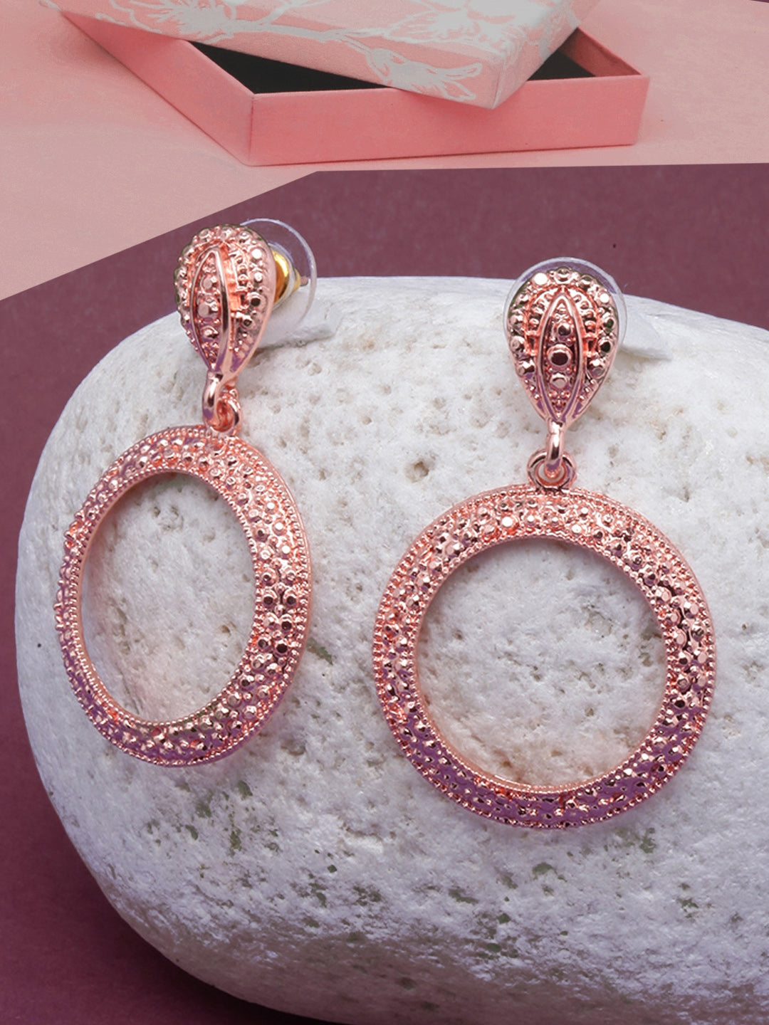 Rose Gold-Plated Circular Drop Earrings