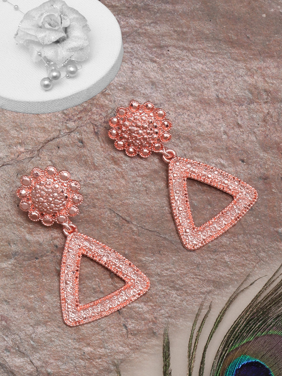 Rose Gold-Plated Triangular Drop Earrings