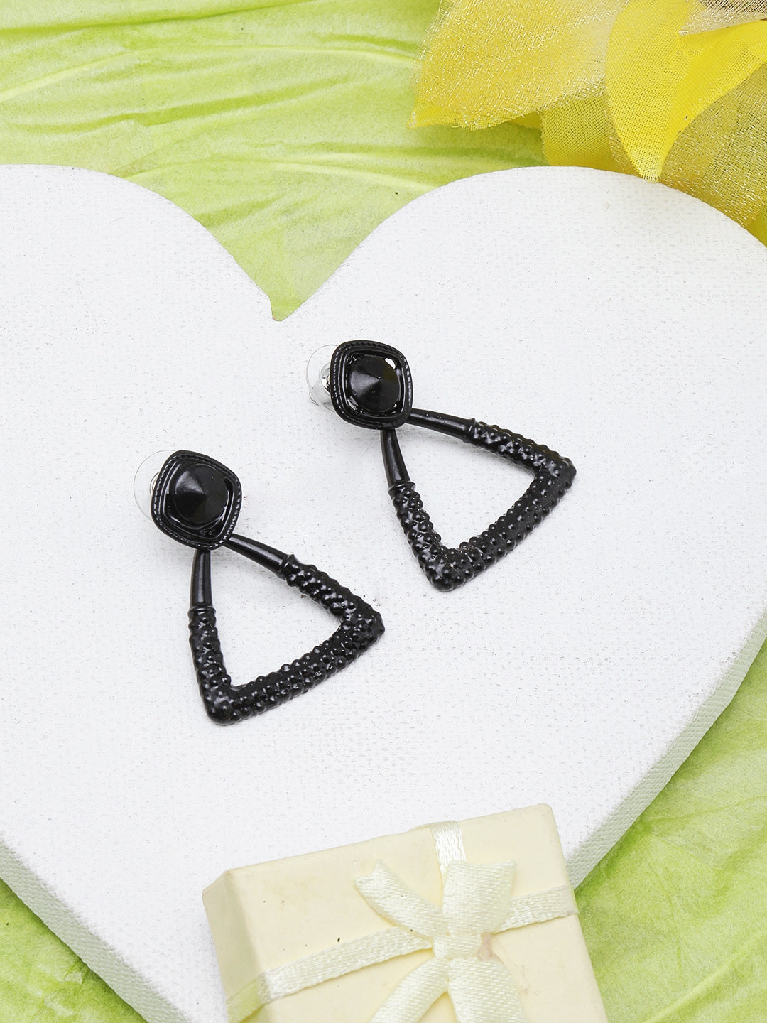 Black-Plated Drop Earrings