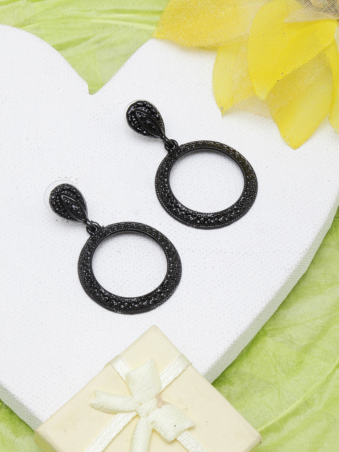 Black-Plated Drop Earrings