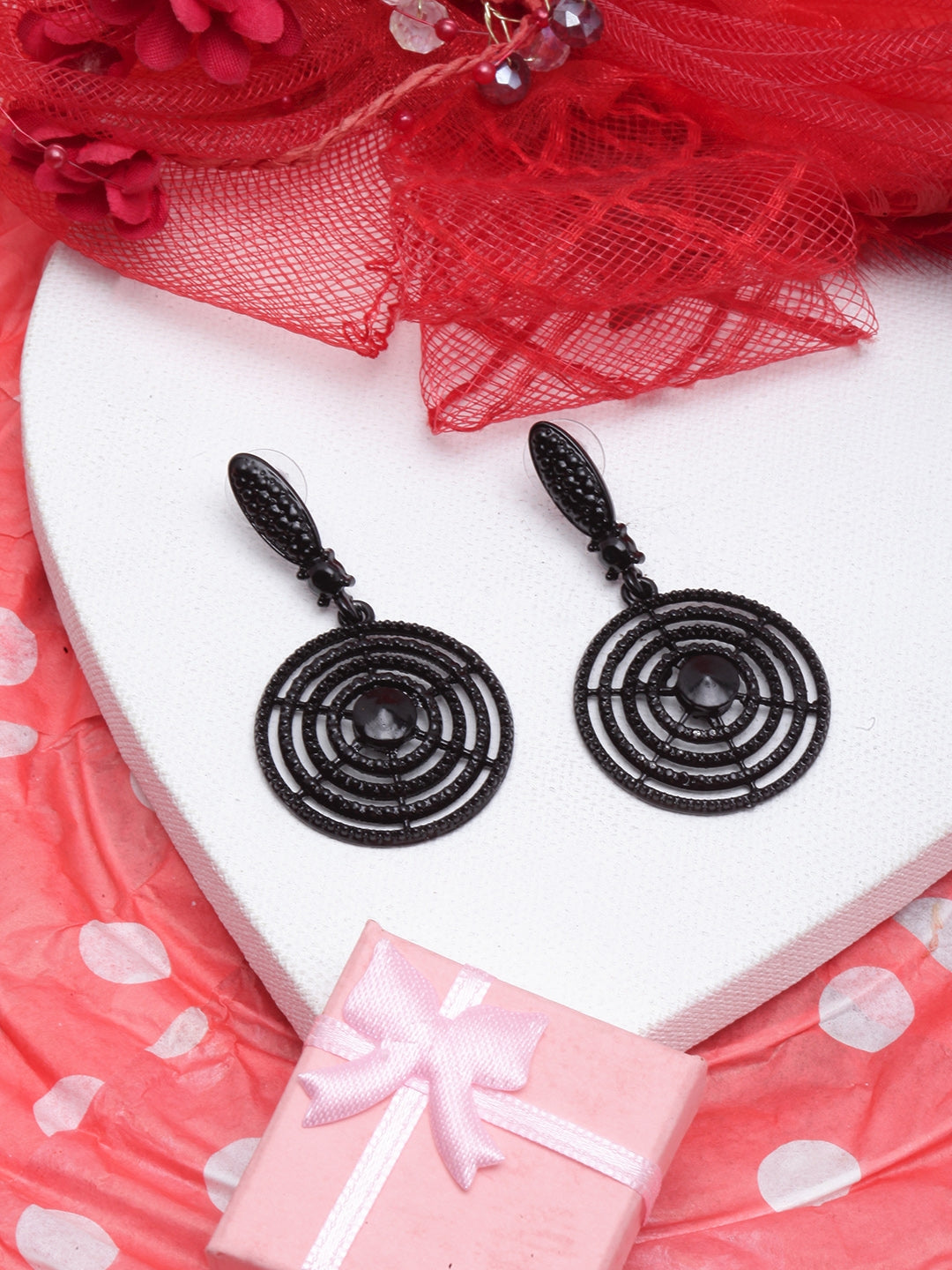 Black-Plated Drop Earrings