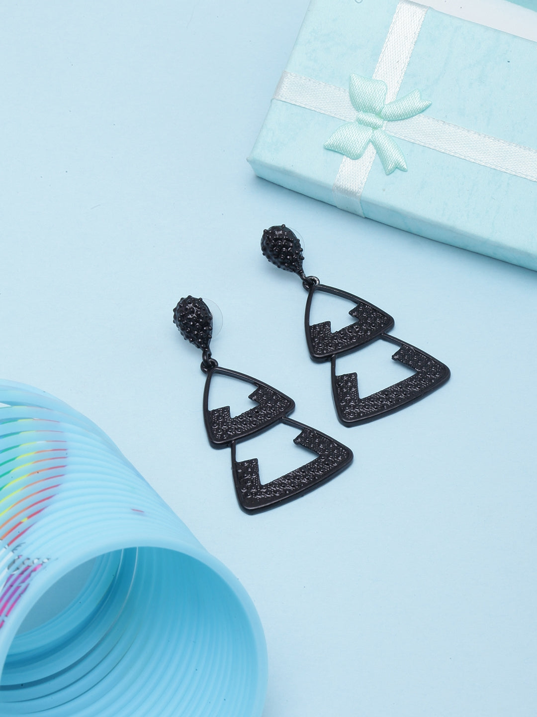 Black-Plated Drop Earrings