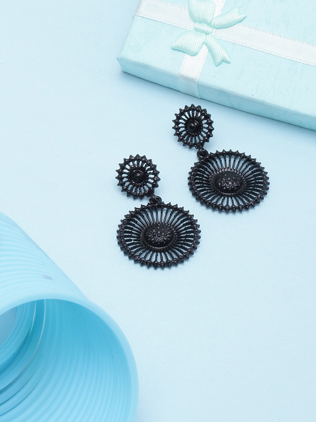 Black-Plated Drop Earrings