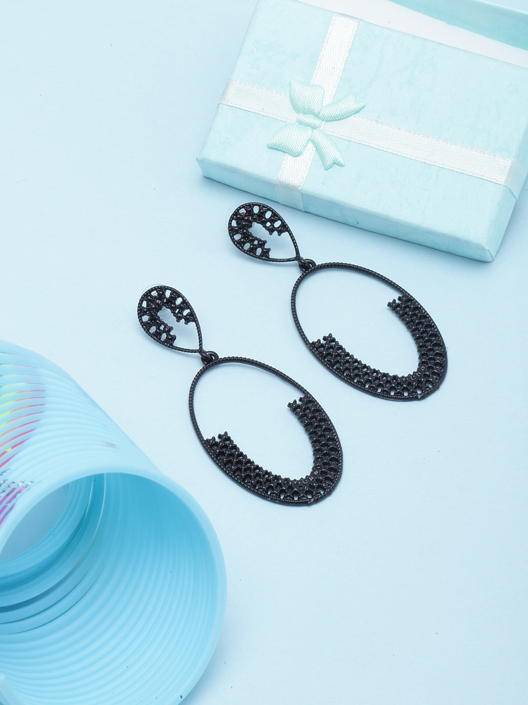 Black-Plated Drop Earrings