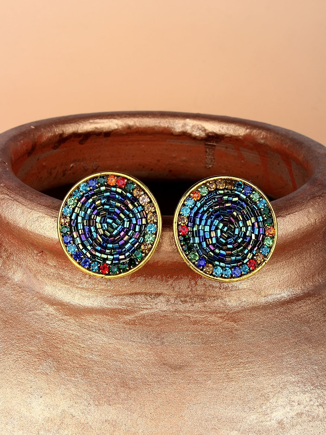 Gold-Plated Brass Contemporary Handcrafted Studs