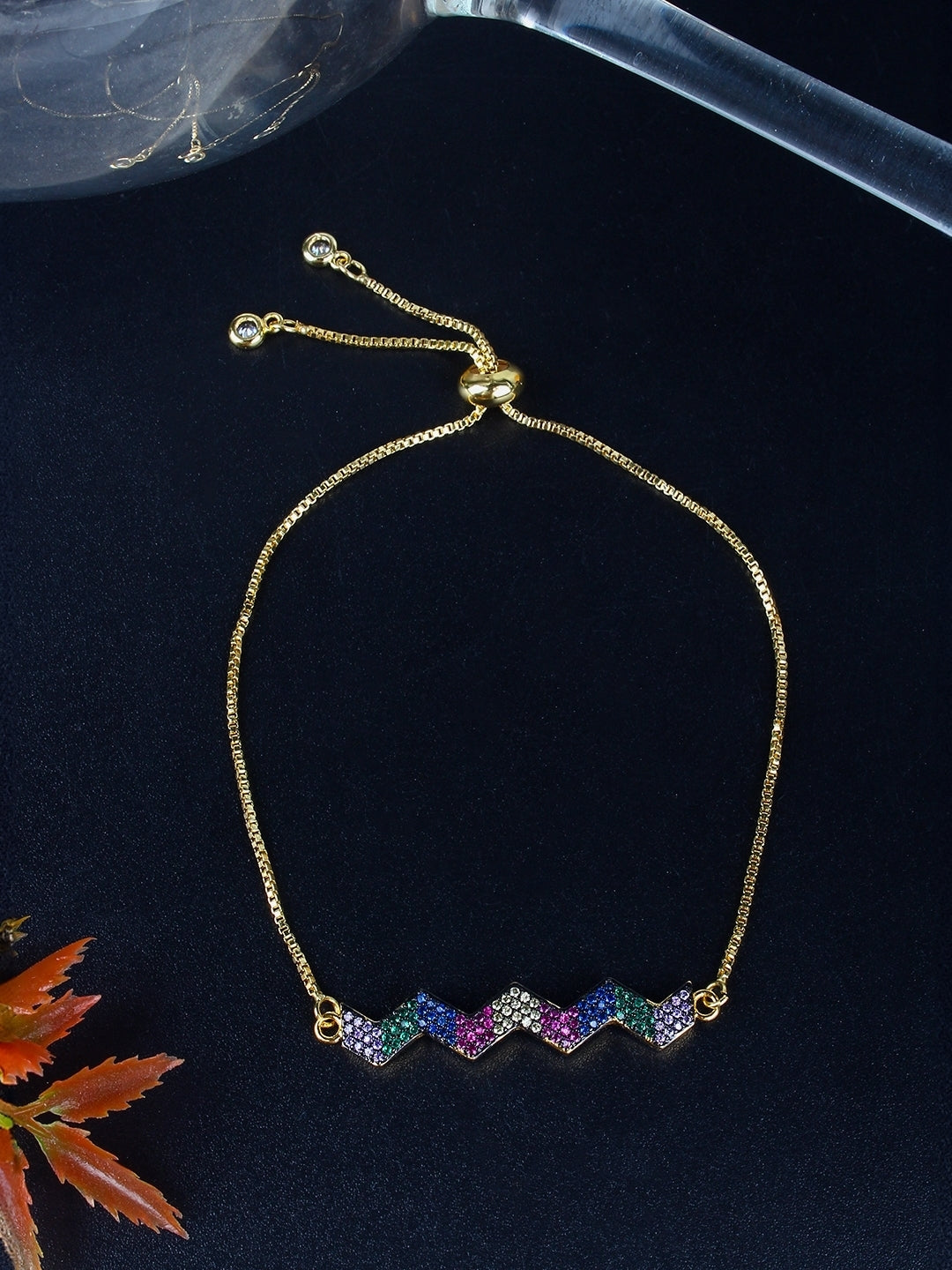 Gold-Plated Multi Colour Toned Women Bracelet