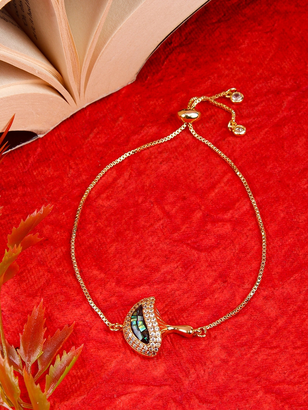 Gold-Plated Transparent & Black CZ Studded Bracelet