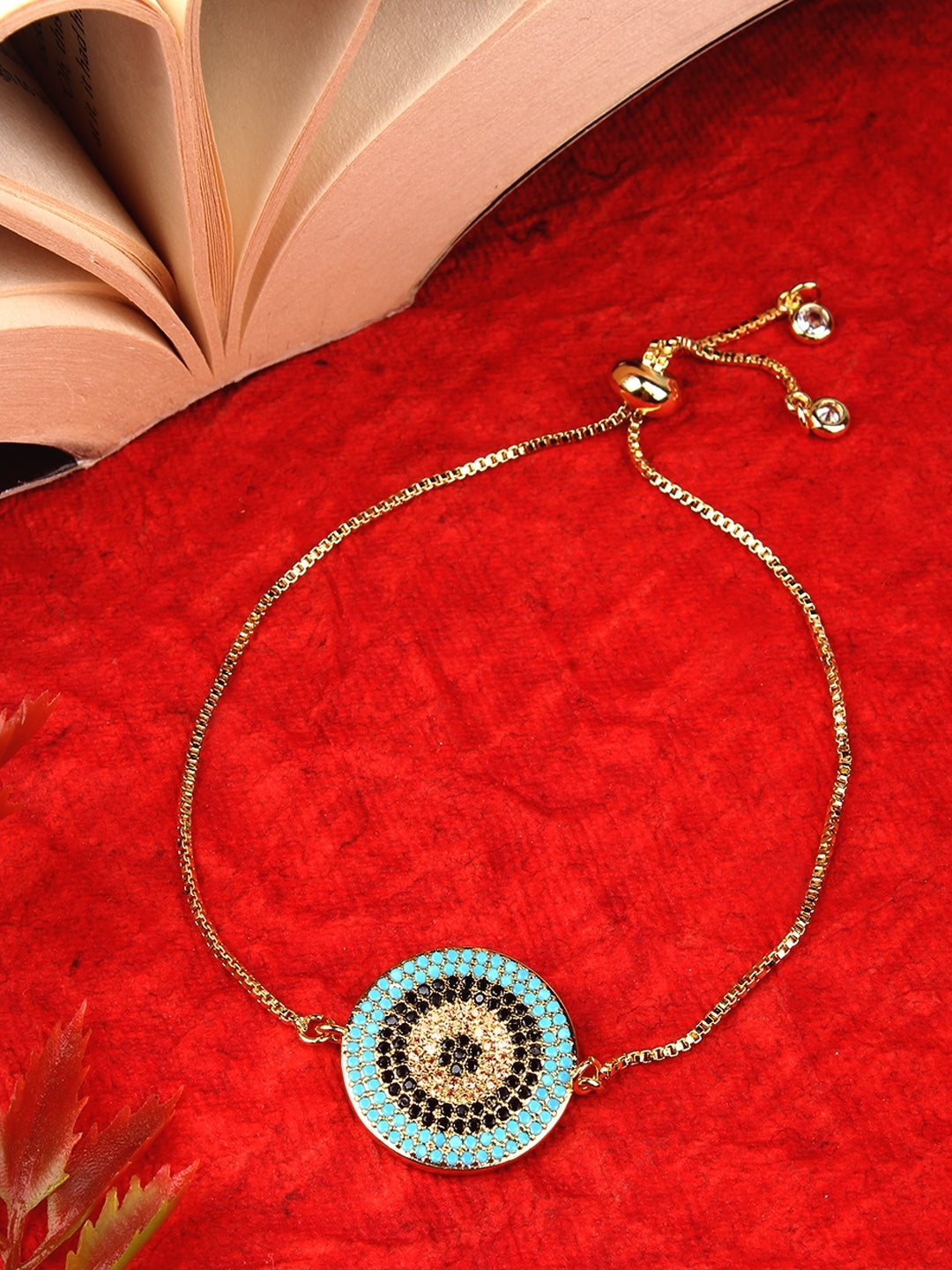 Gold-Plated Blue & Black CZ Studded Bracelet