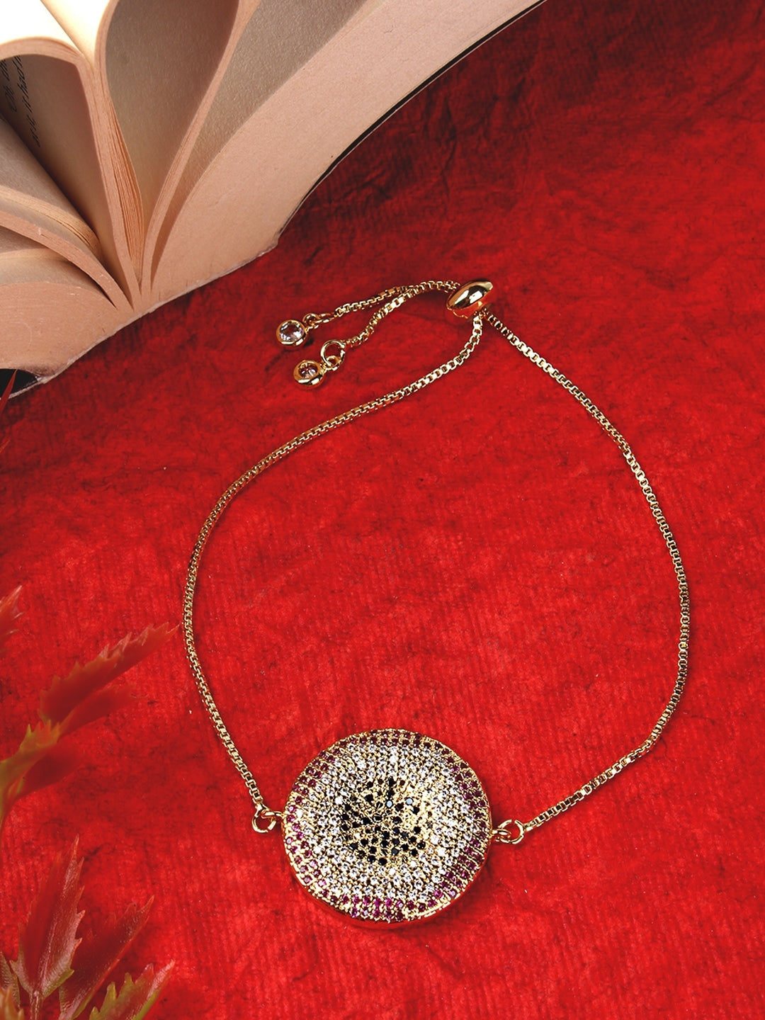 Gold-Plated Purple & Black CZ Studded Bracelet