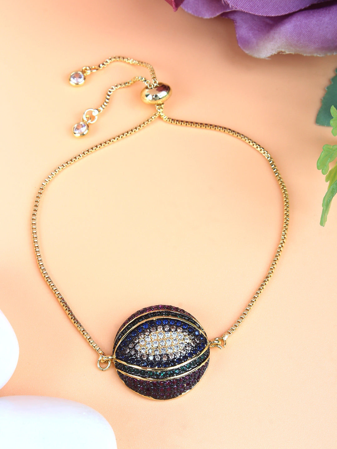 Gold-Plated Multi Colour Toned Women Bracelet