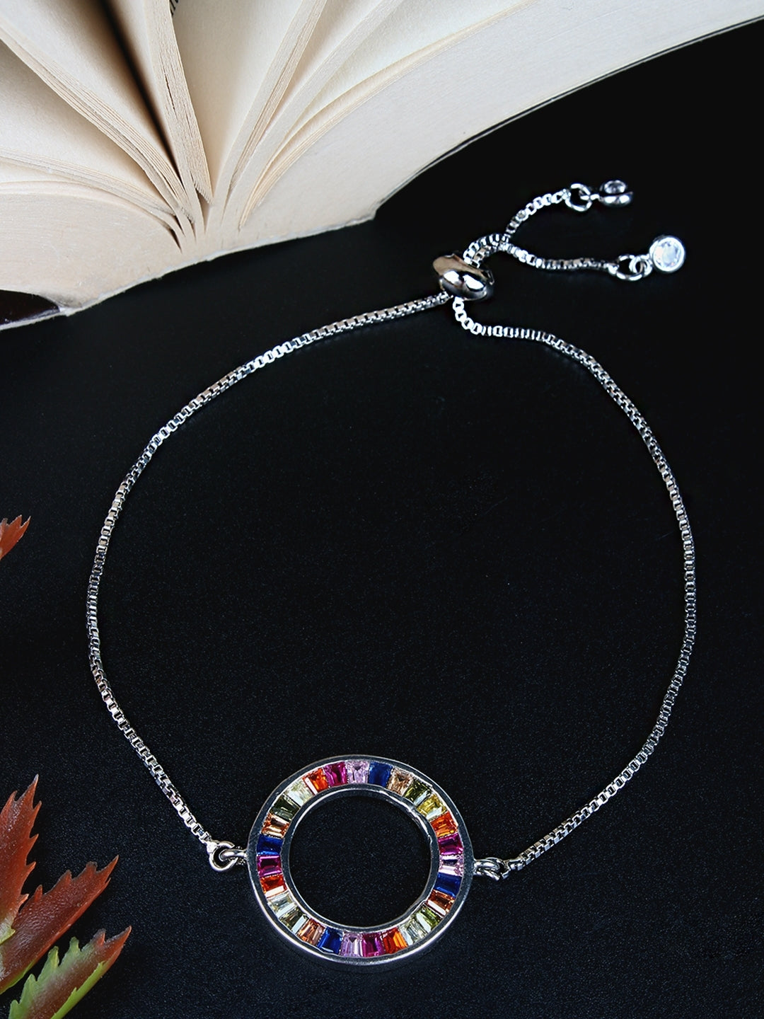 Silver-Plated Multi CZ Studded Bracelet