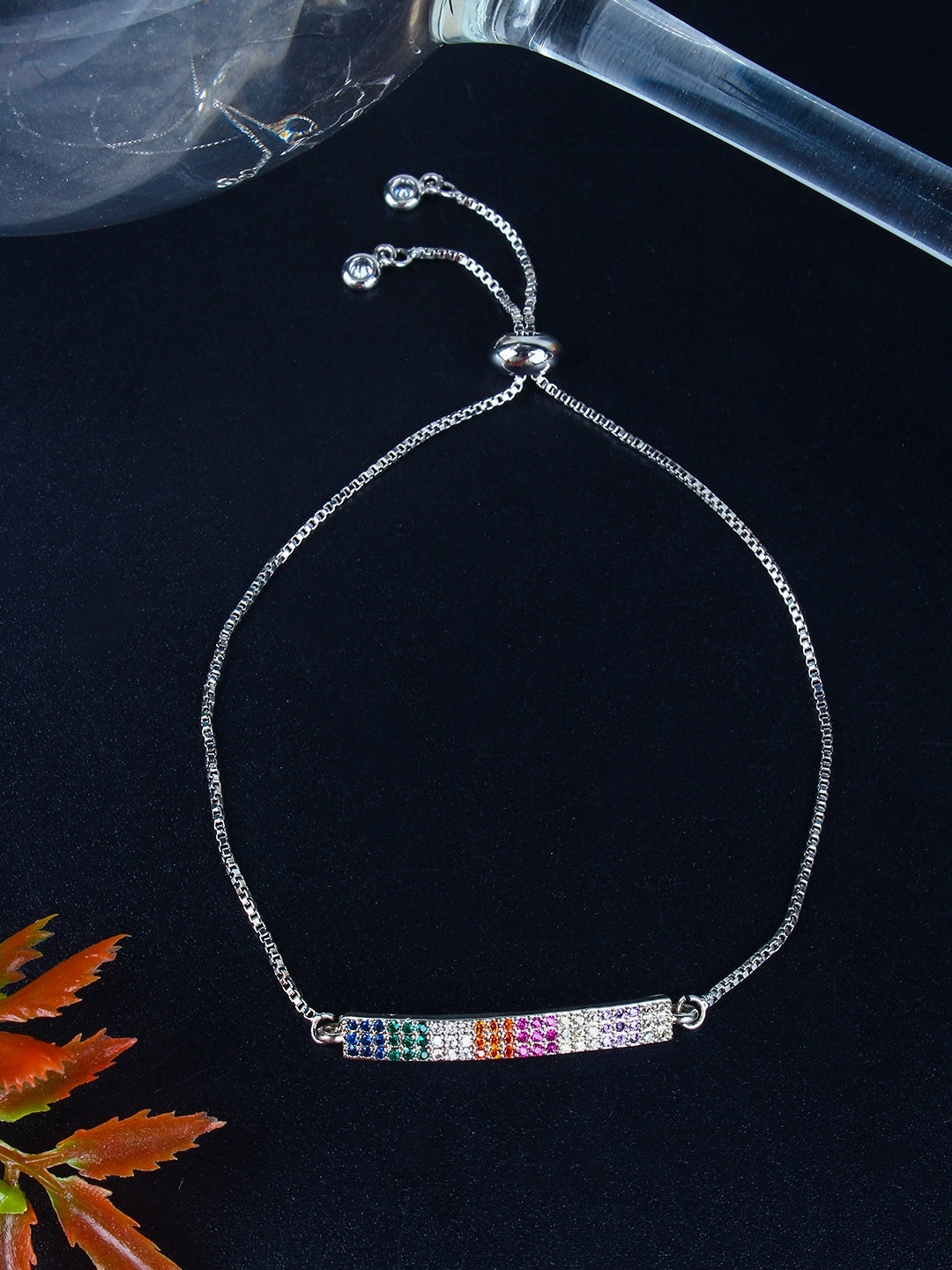 Silver-Plated Multi CZ Studded Bracelet