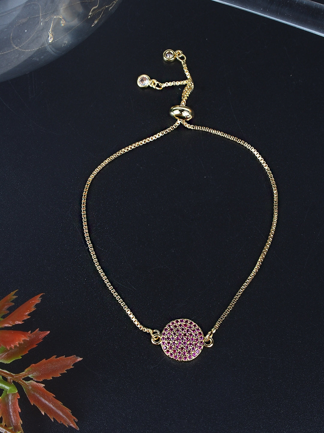 Gold-Plated Purple CZ Studded Bracelet