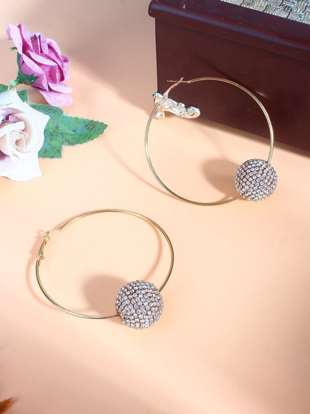 Gold-Plated Sliver Rhinestone Drop Earrings