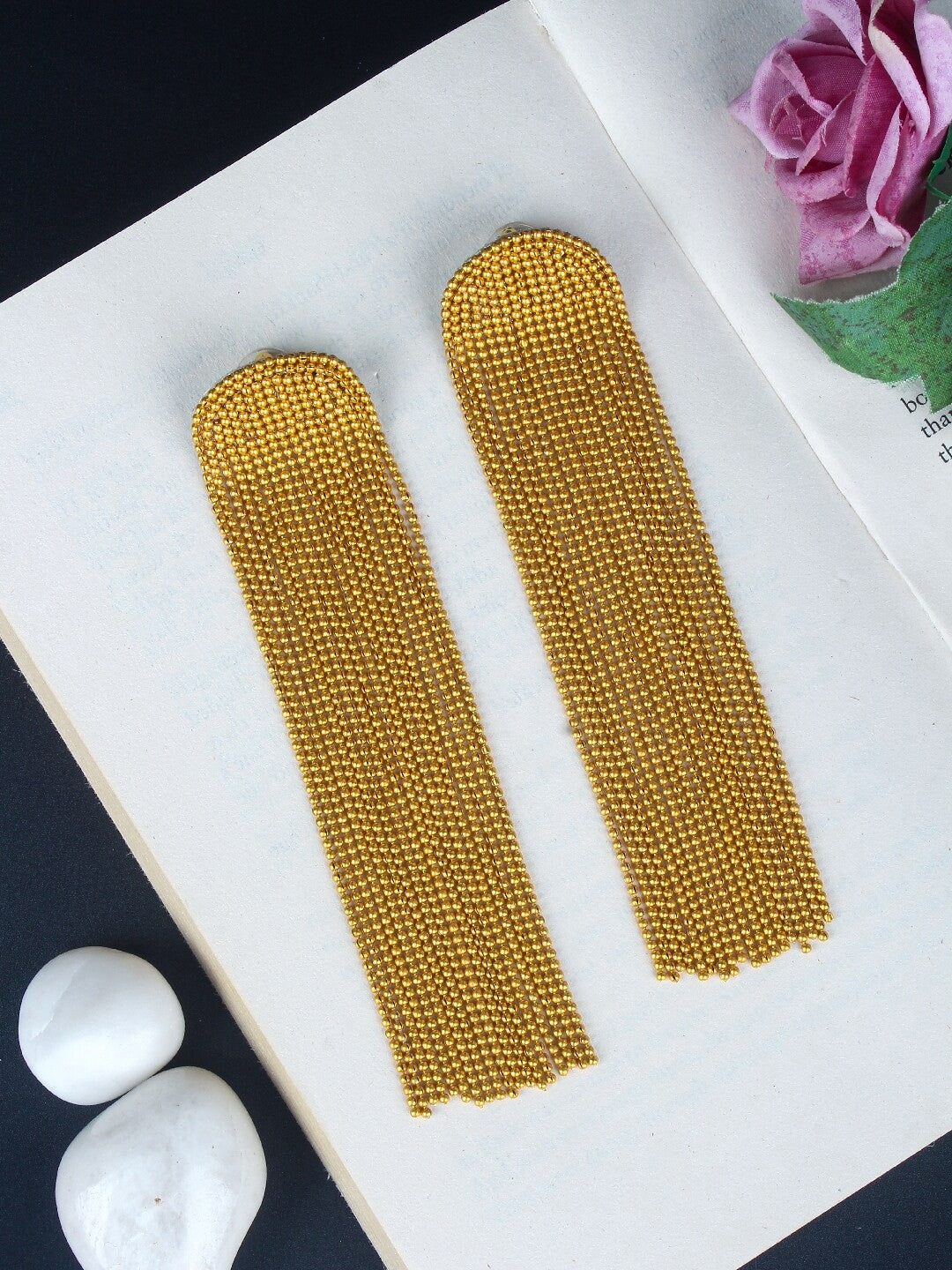 Gold-Plated Yellow Rhinestone Drop Earrings