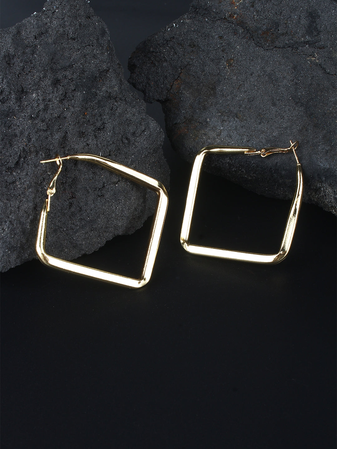 Gold-Plated Square Hoop Earrings