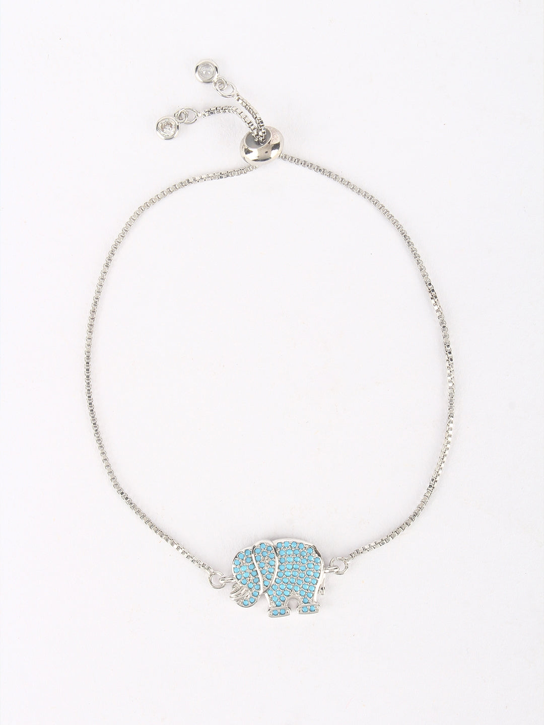 Gold & Blue Brass Cubic Zirconia Gold-Plated Handcrafted Charm Bracelet