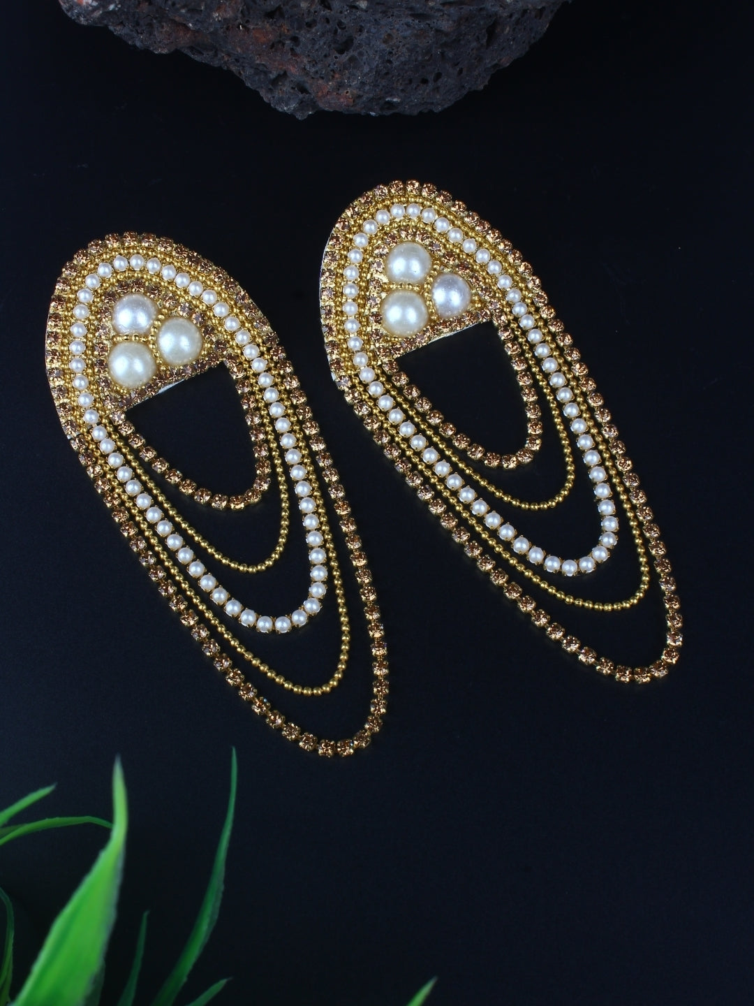 Gold-Plated Brass Contemporary Handcrafted Drop Earrings