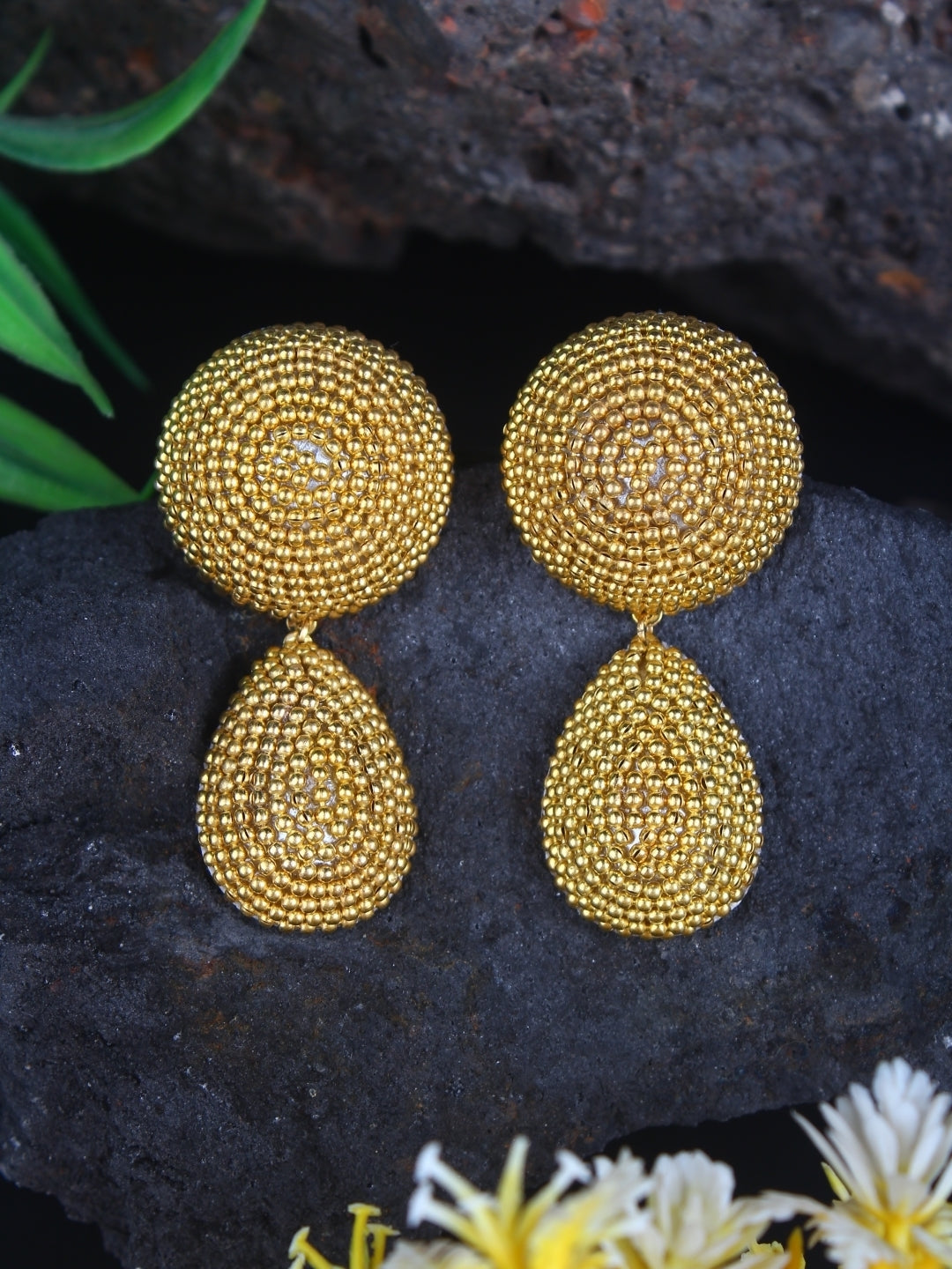 Gold-Plated Brass Contemporary Handcrafted Drop Earrings