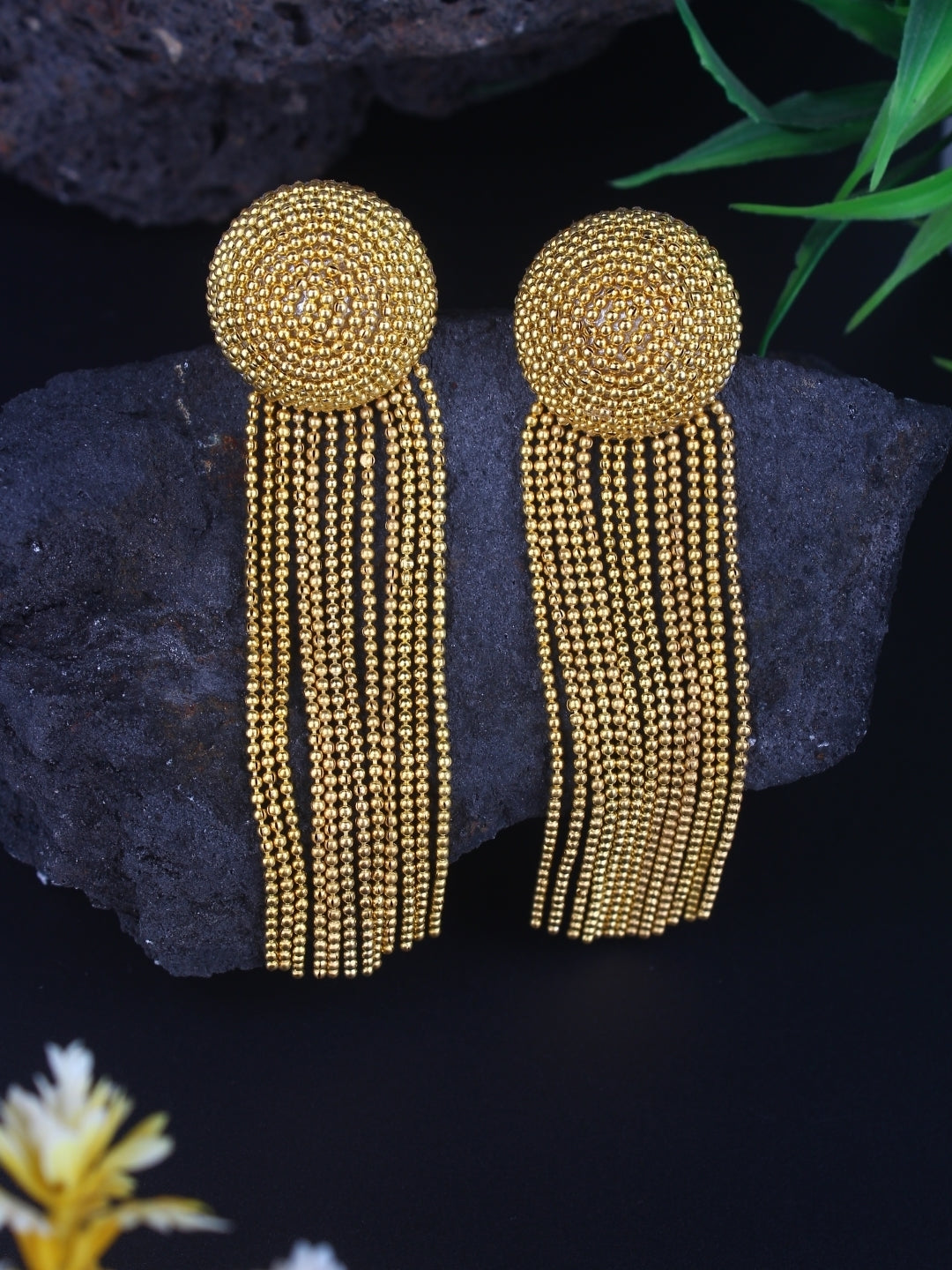Gold-Plated Brass Contemporary Handcrafted Drop Earrings