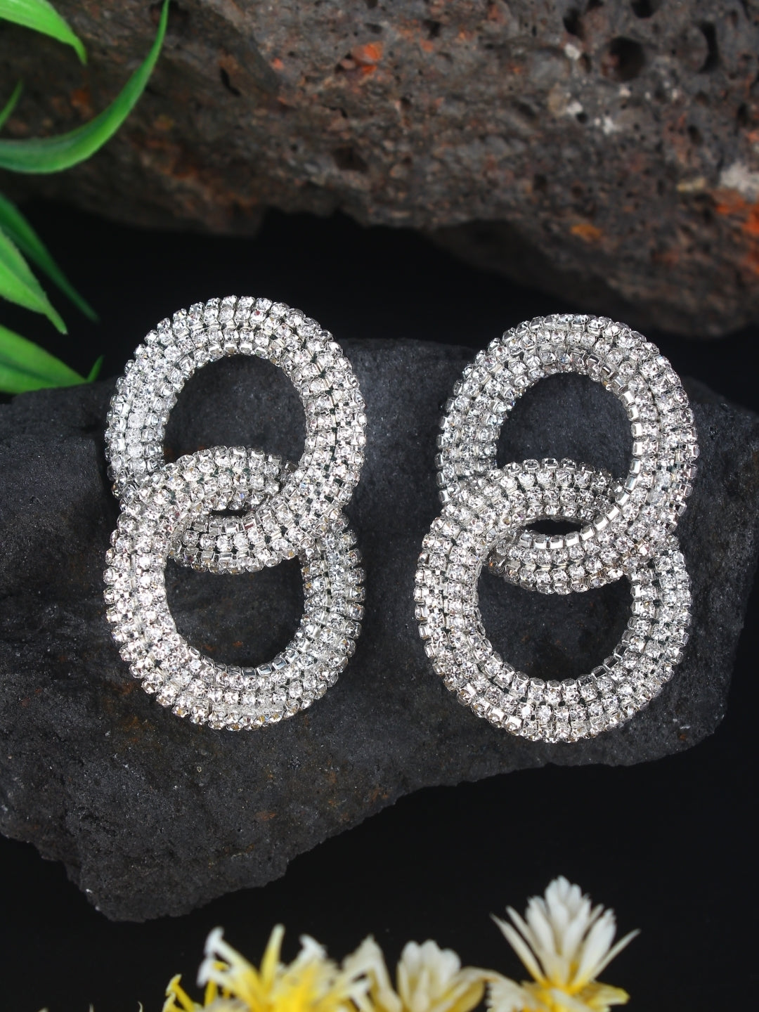 Silver-Plated Brass Contemporary Handcrafted Drop Earrings