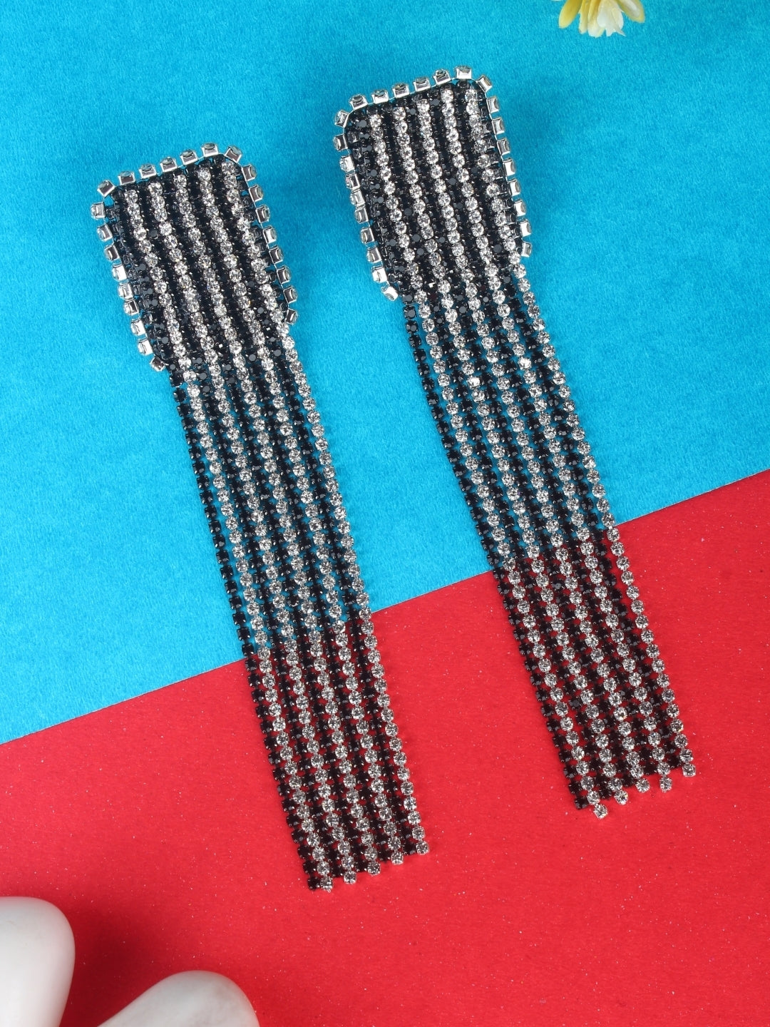 Silver-Plated Brass Contemporary Handcrafted Drop Earrings