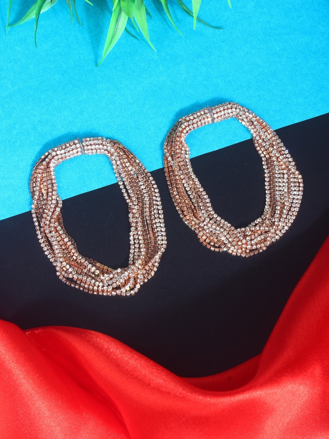 Rose Gold-Plated Brass Contemporary Handcrafted Drop Earrings