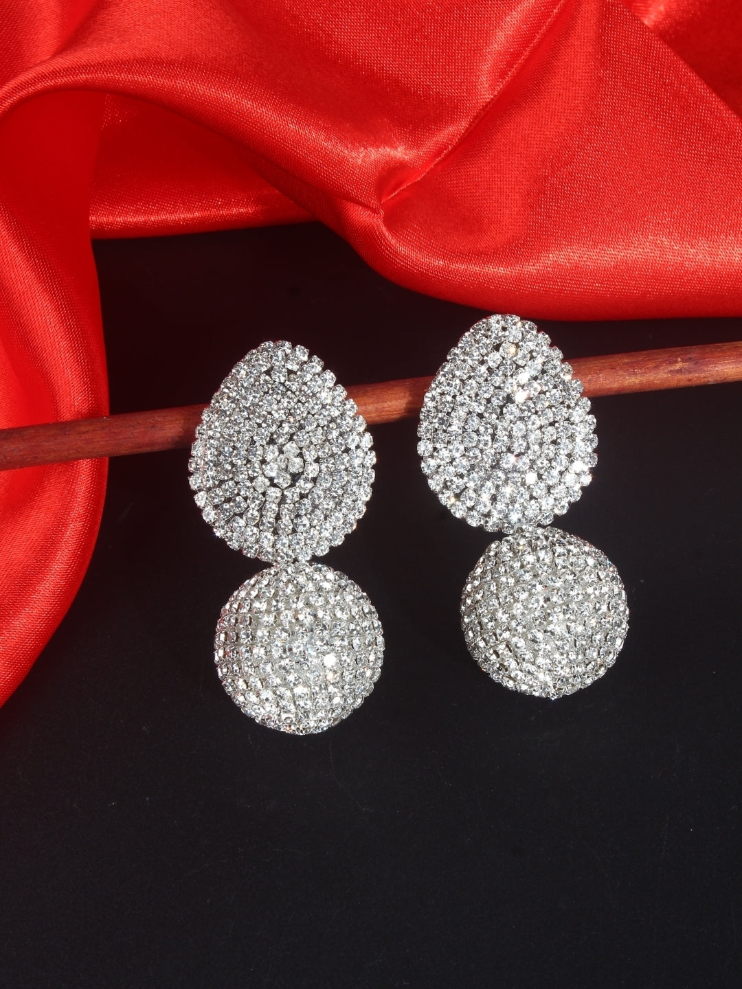 Silver-Plated Brass Contemporary Handcrafted Drop Earrings