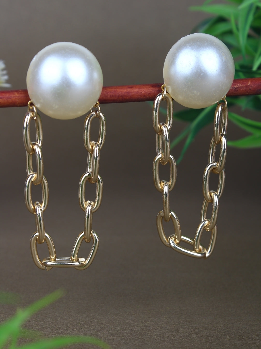 Gold-Plated Brass Contemporary Handcrafted Drop Earrings