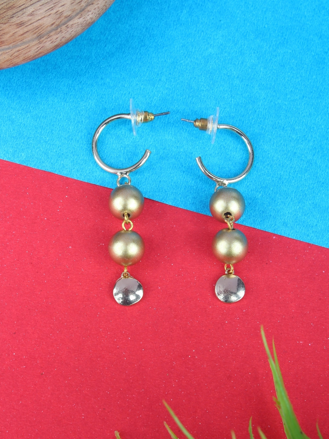 Gold-Plated Brass Contemporary Handcrafted Drop Earrings