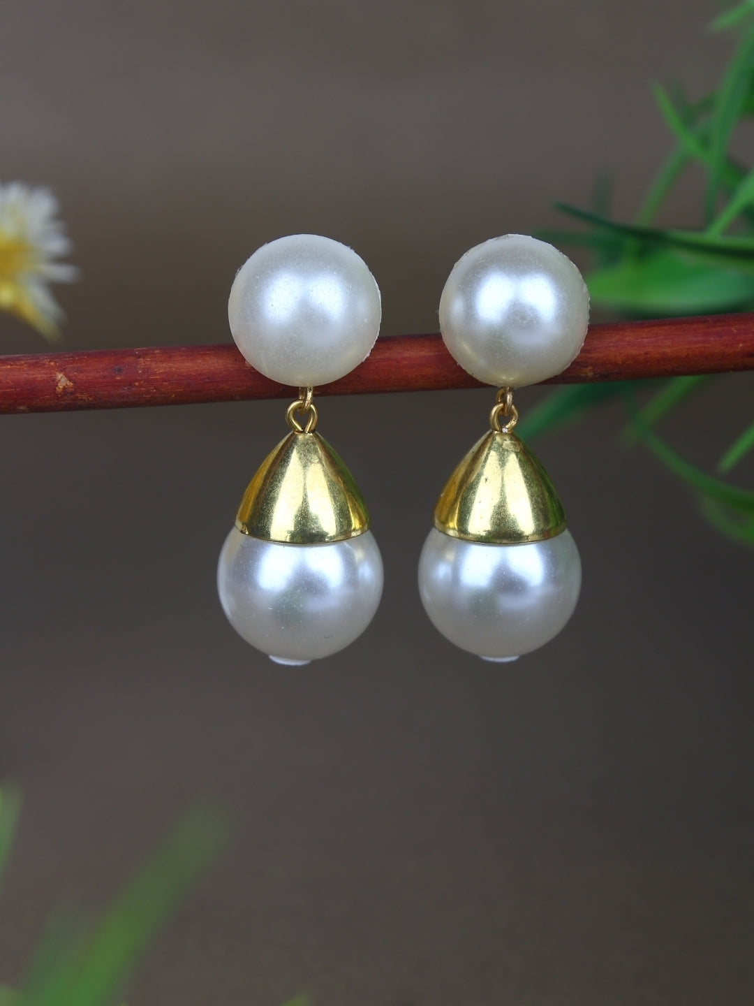 Gold-Plated Brass Contemporary Handcrafted Drop Earrings