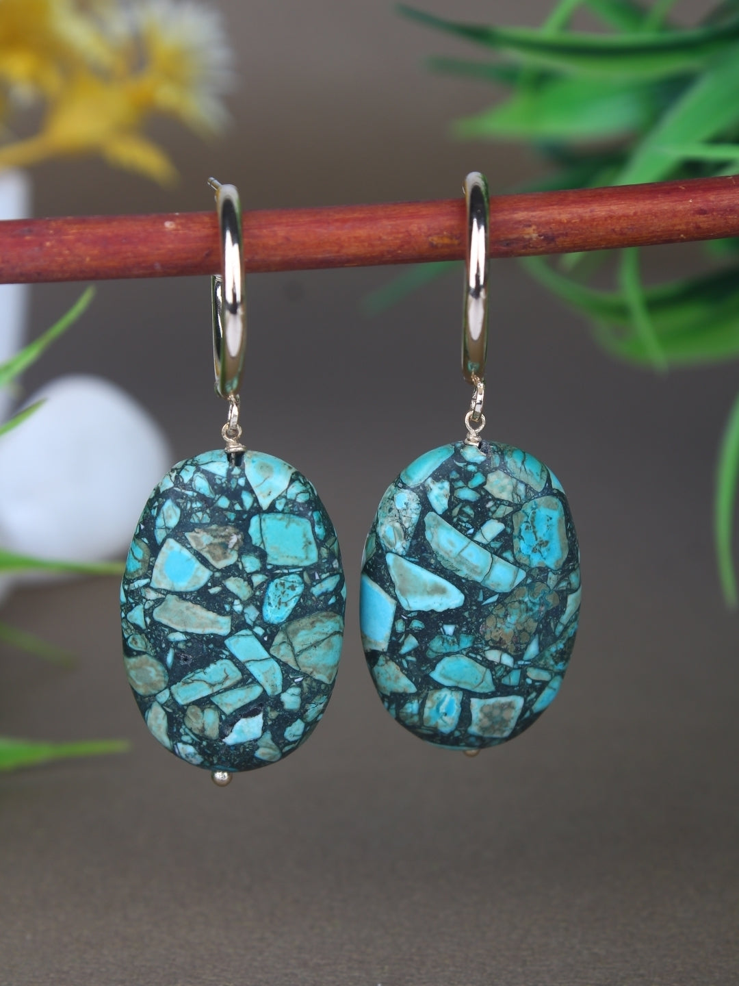 Gold-Plated Brass Contemporary Handcrafted Drop Earrings