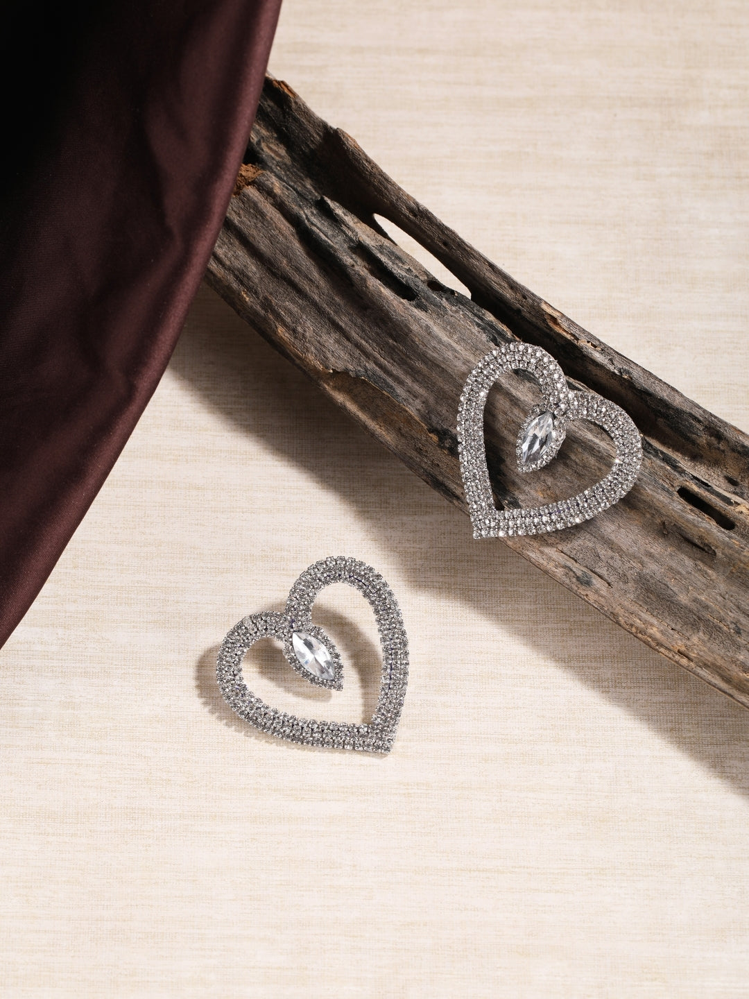 Silver-Plated Silver Rhinestone Studded Brass Handcrafted Studs