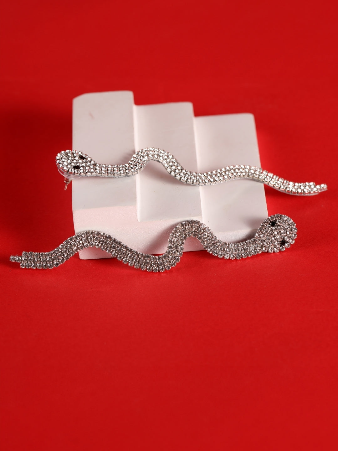 Silver-Plated Silver Rhinestone Studded Brass Handcrafted Studs