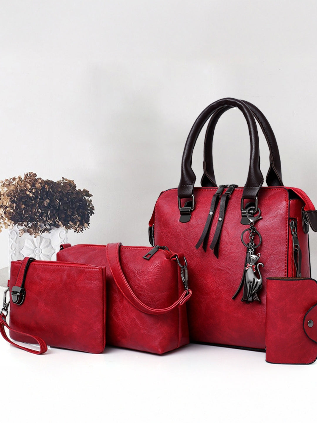 Combo of 4 PU Structured Handheld Bag
