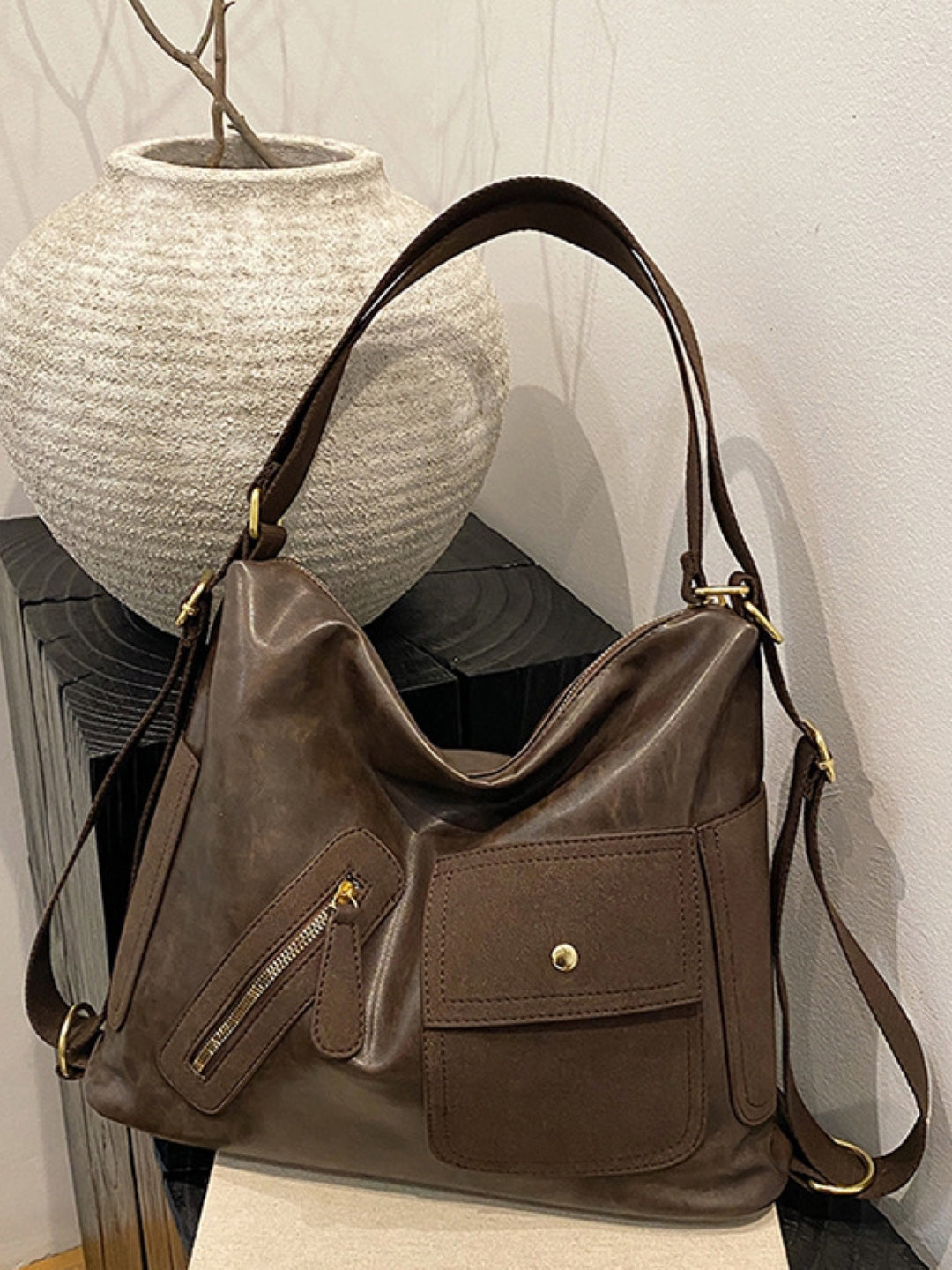 PU Structured Shoulder Bag