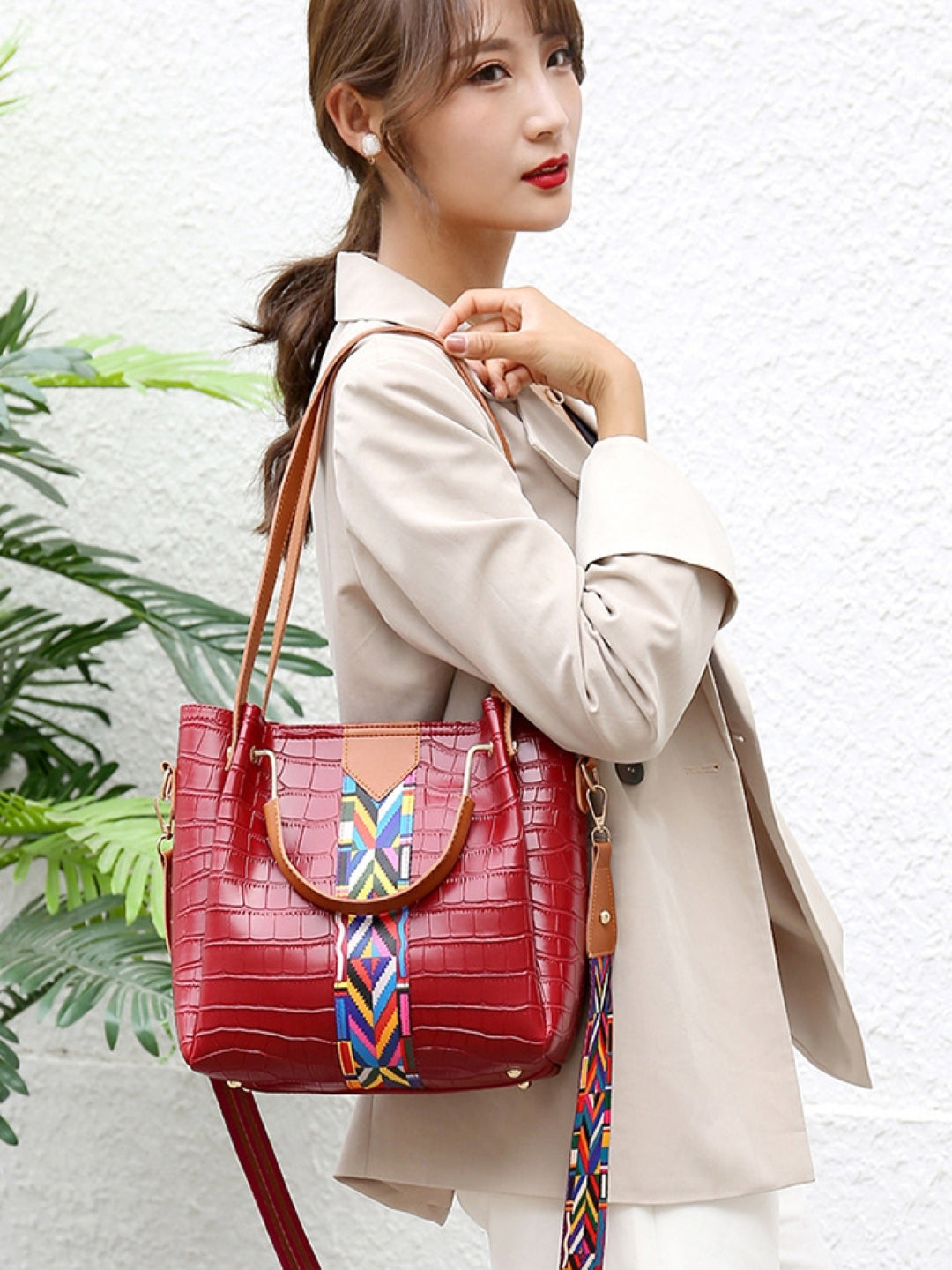 Combo of 4 PU Structured Handheld Bag