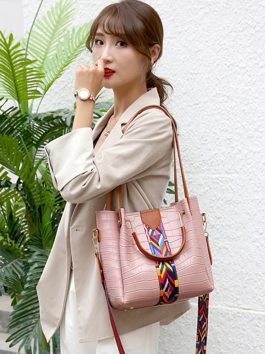 Combo of 4 PU Structured Handheld Bag