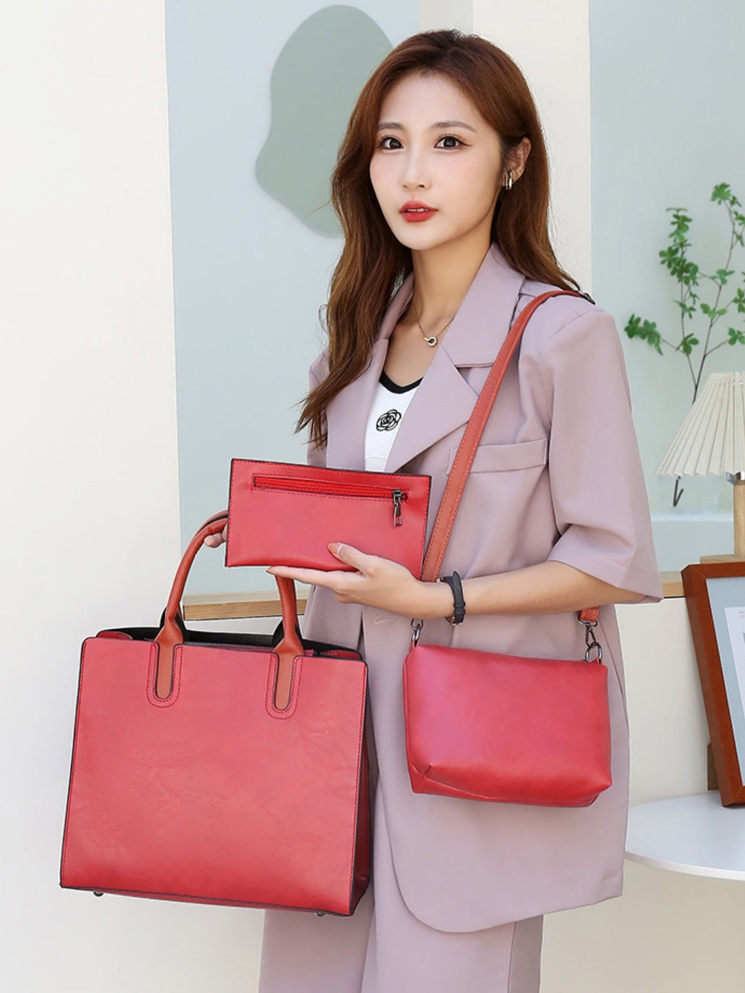 Combo of 3 PU Structured Shoulder Bag