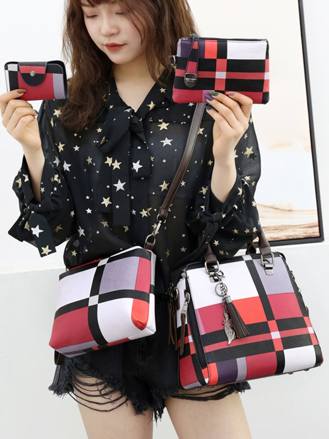 Combo of 4 PU Structured Shoulder Bag