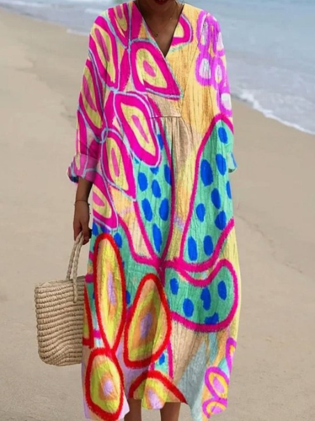 Vibrant Abstract Print Maxi Dress