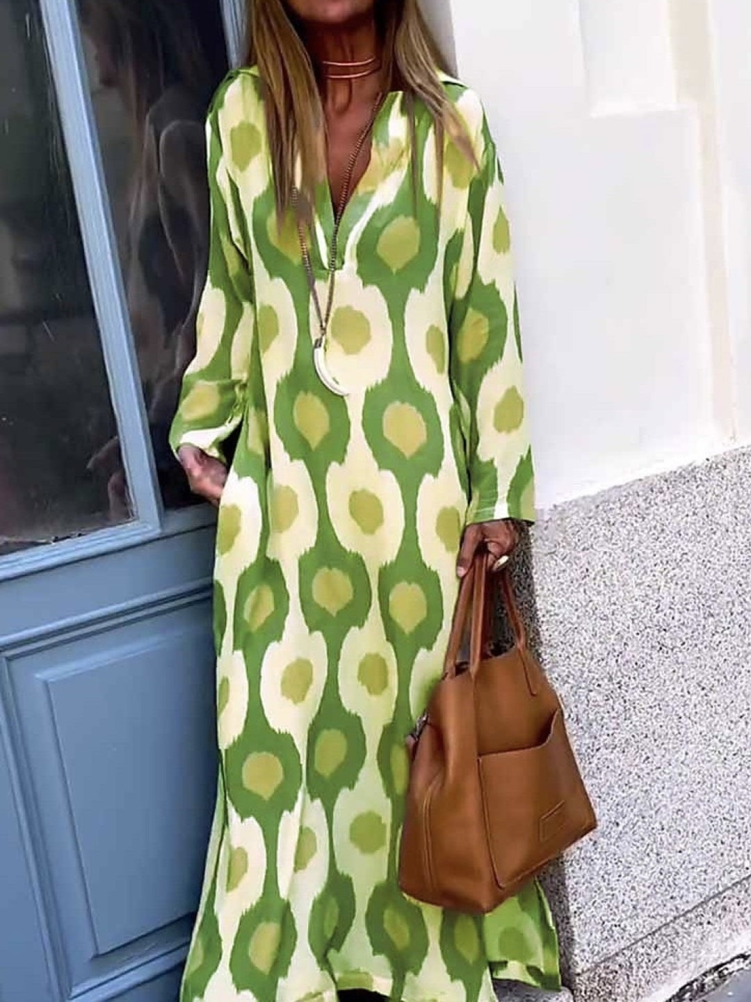 Boho Green Maxi Kaftan Dress