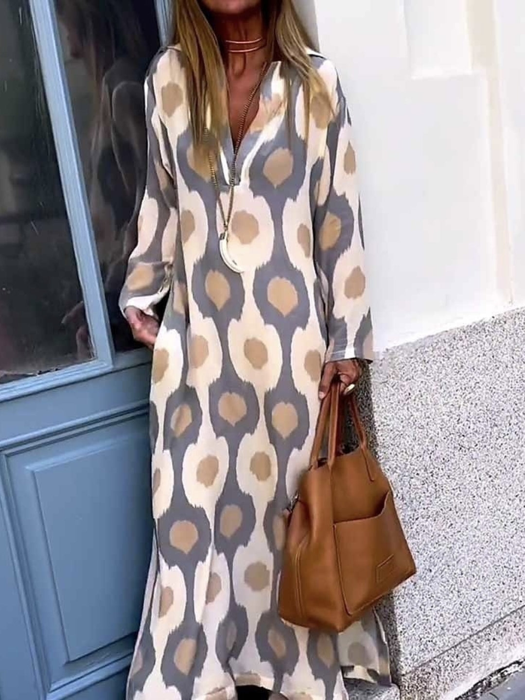 Boho Grey Maxi Kaftan Dress