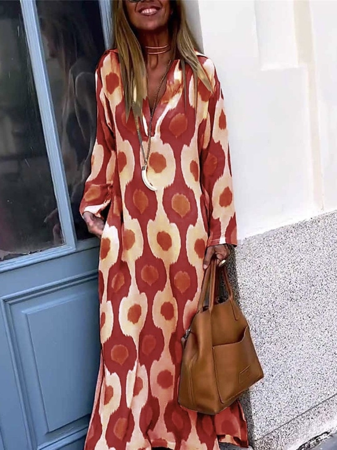 Boho Red Maxi Kaftan Dress