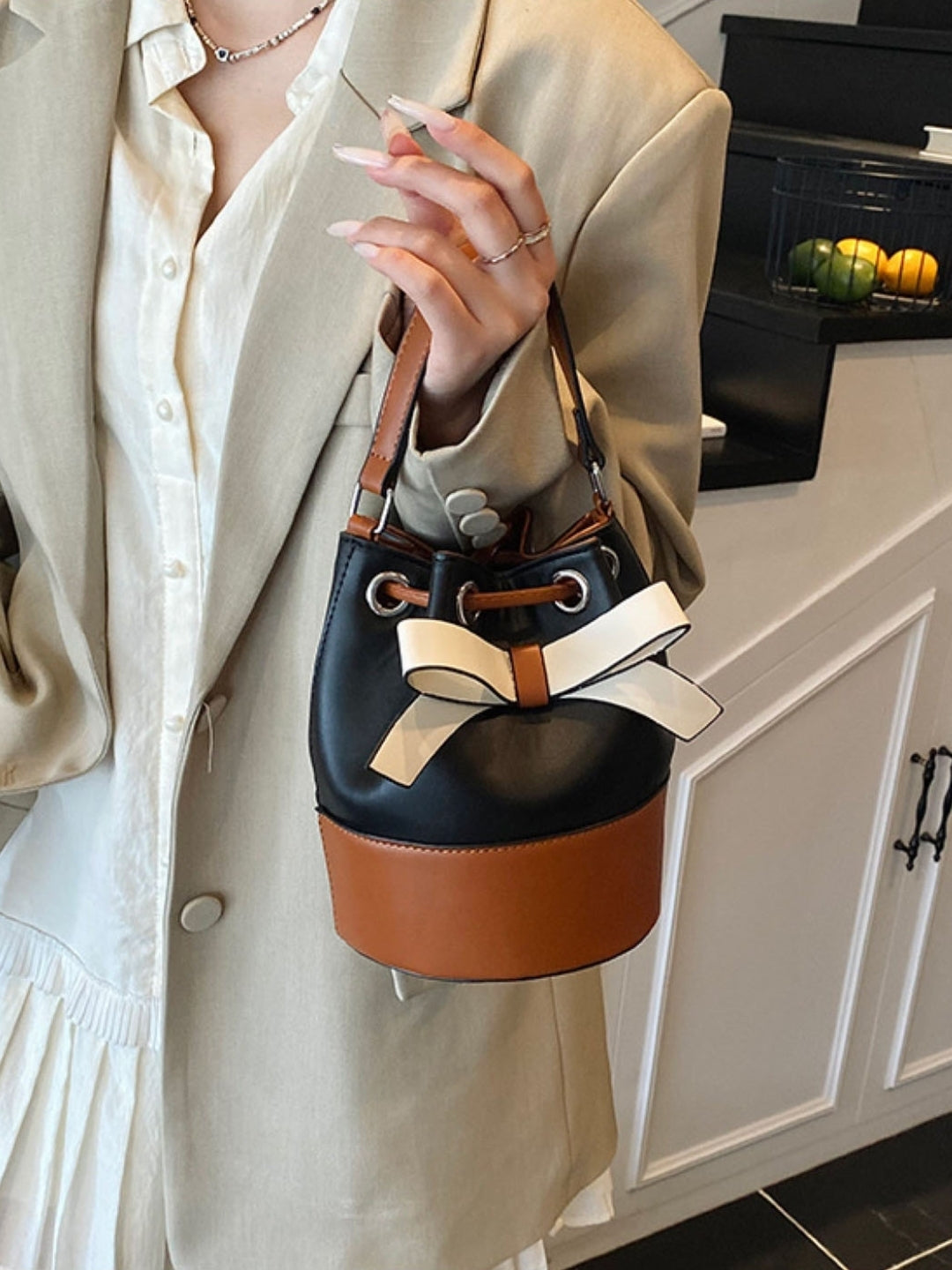 Black Colourblocked NA Shoulder Bag