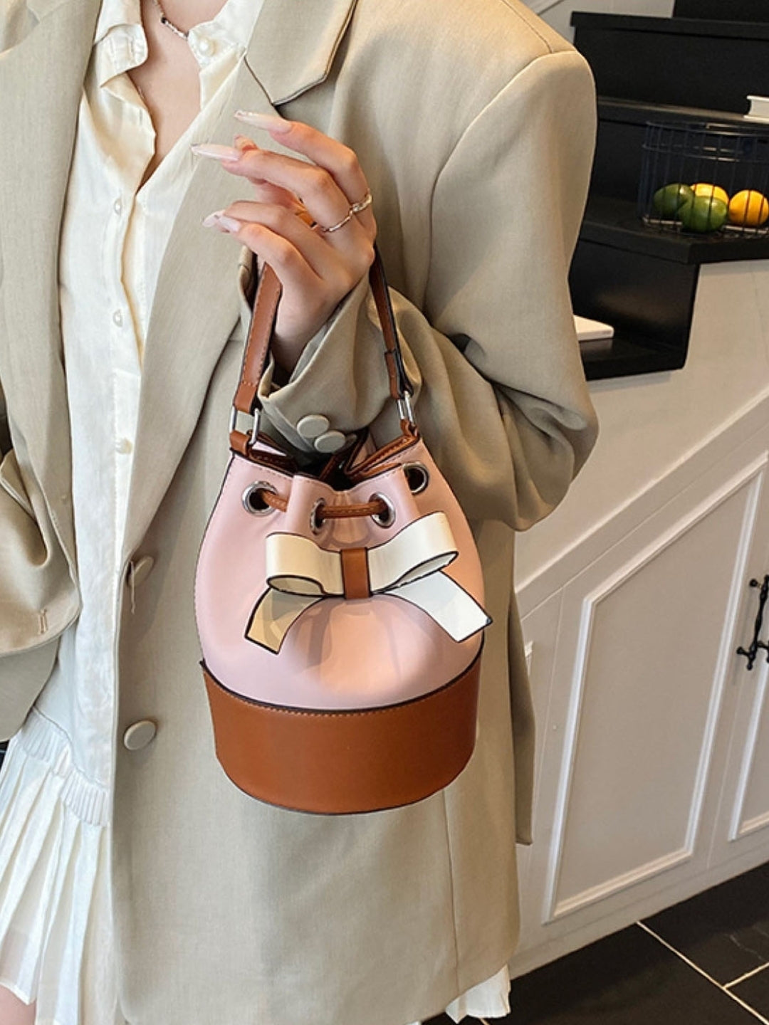 Pink Colourblocked NA Shoulder Bag